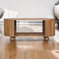 Solid Wood Soba Ball Coffee Table with Open Storage - Natural Oak