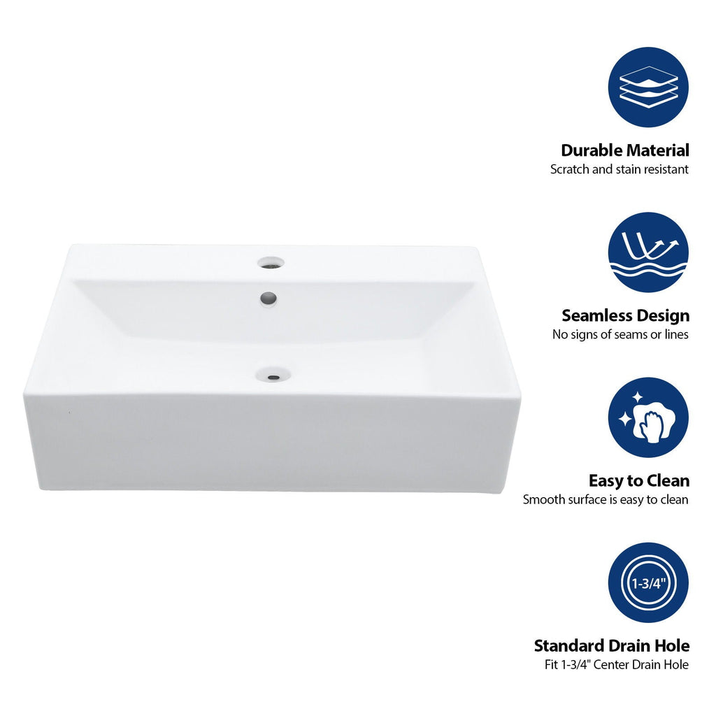 Console Sink With 304 Legs, Wall Mounted Design - White / Black