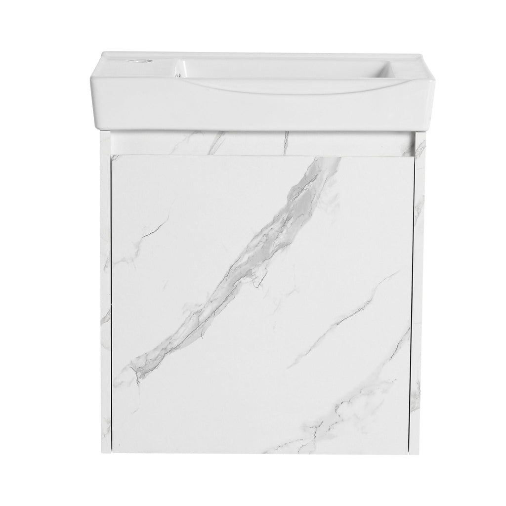 Modern Bathroom Vanity with Ceramic Basin and Storage Cabinet - Light Brown, Black, or White