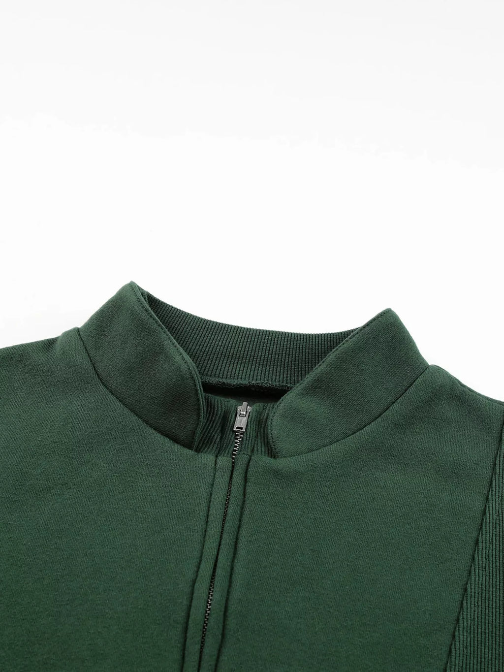 Half Zip Stand Collar Exposed Seam Solid Color Casual Sweatshirt