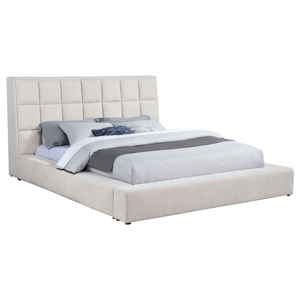 Dreux Upholstered Eastern King Panel Platform Bed Cream