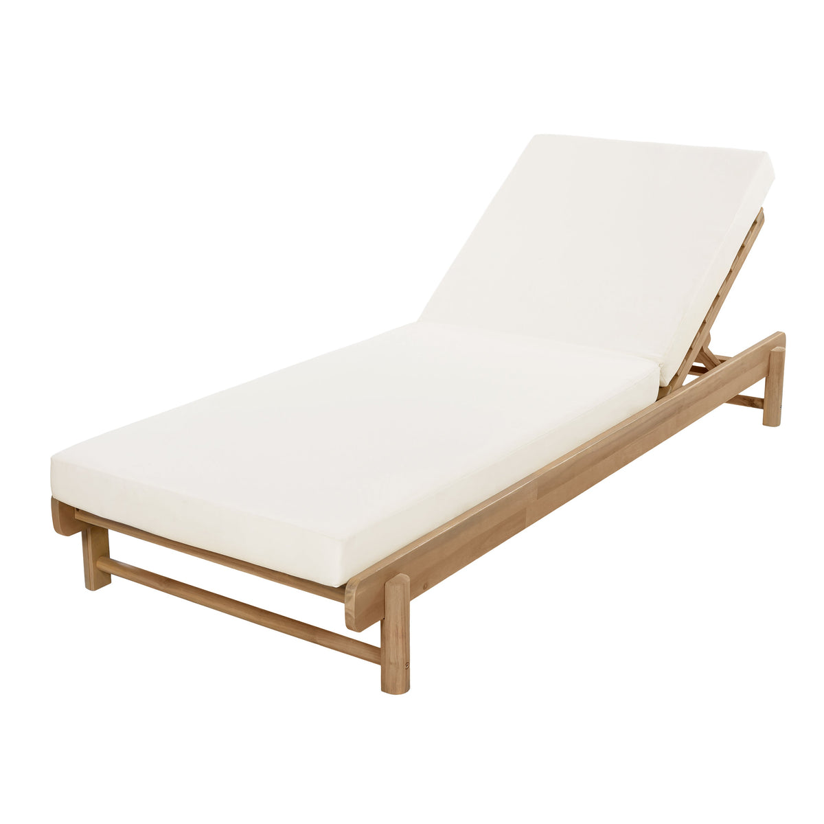 Light Teak Acacia Wood Chaise Lounge Set with Adjustable Backrest - Light Teak