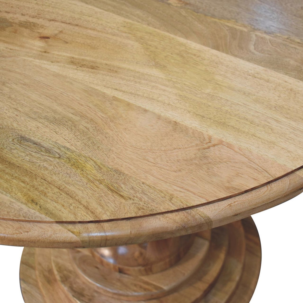 Solid Wood Round Dining Table with Classic Turned Base - Oak-ish