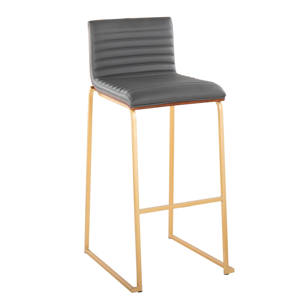 Mason Mara Contemporary Fixed Height Barstool Set with Upholstered Seat - White, Dark Gray, Black