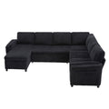 Convertible U-Shaped Sectional Sofa Bed with USB Ports and Storage – Black, Dark Gray, Blue