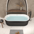 59-Inch Linear Acrylic Freestanding Soaker Bathtub with Ergonomic Design - Black