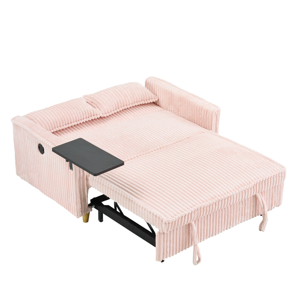 Pull Out Sofa With Movable Tabletop and USB Ports - Multiple Colors