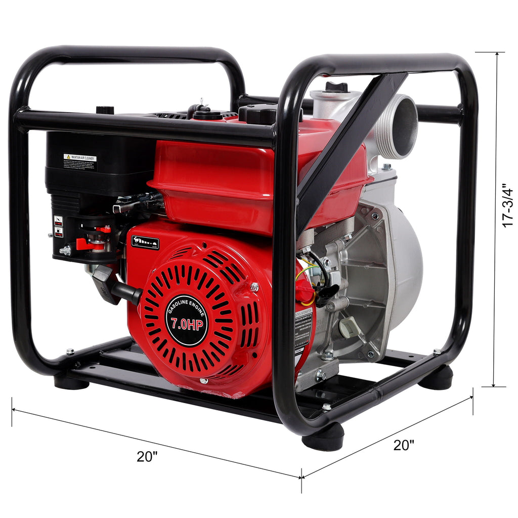Gasoline Powered Water Pump with 3" Inlet & Outlet, 264GPM Flow - Black / Red