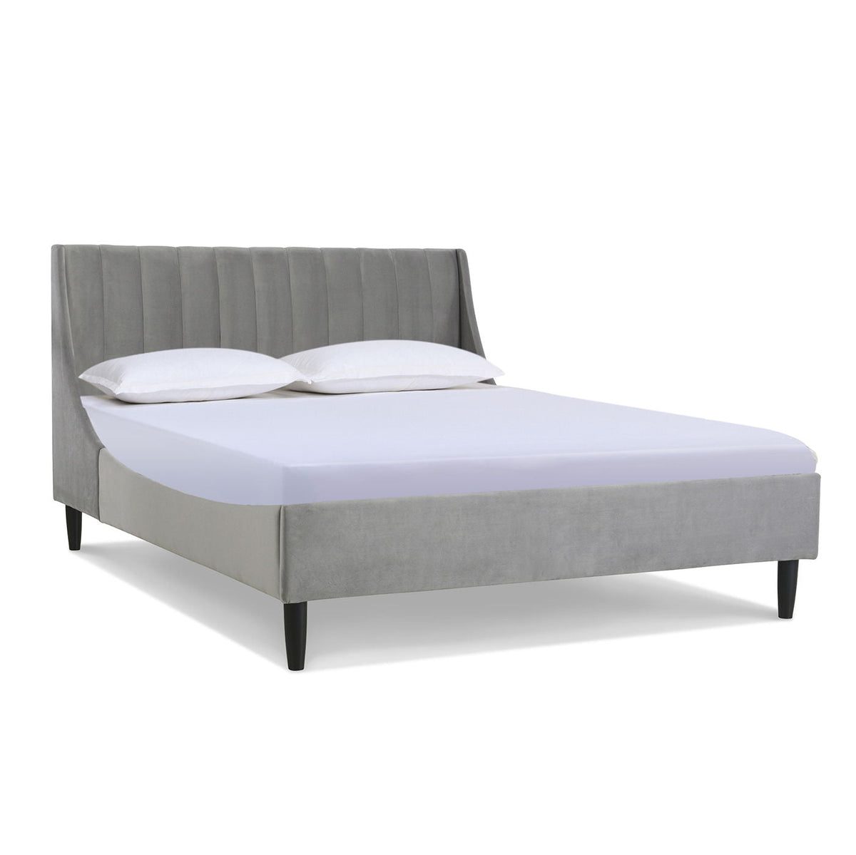 Vertical Tufted Modern Headboard Platform Bed Set with Upholstered Finish - Multiple Colors