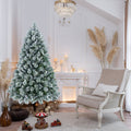 4FT Flocked Christmas Tree with Pine Needles & Eucalyptus Leaves - Frosted PVC