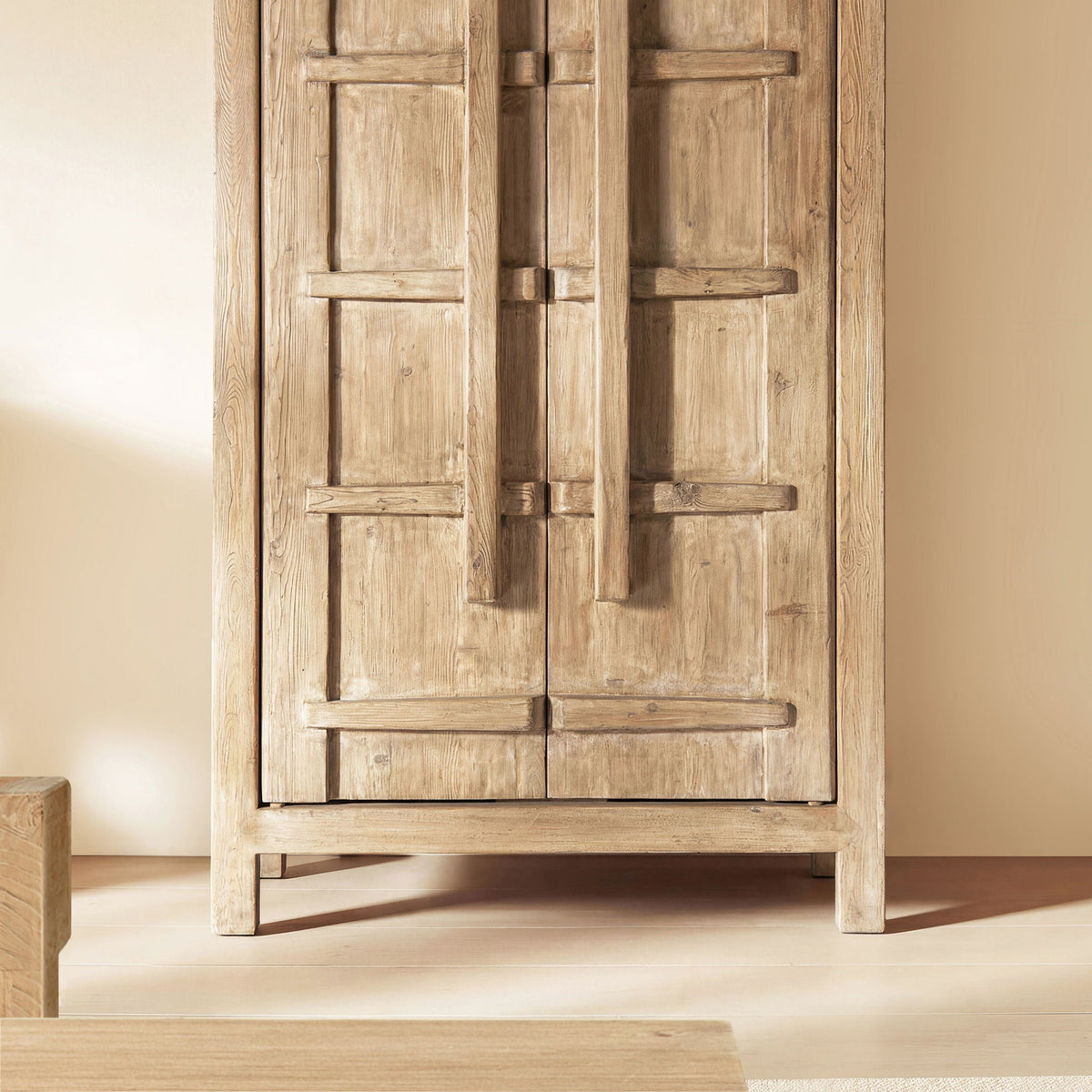 Natural Storage Cabinet with Double Doors - Solid Reclaimed Pine