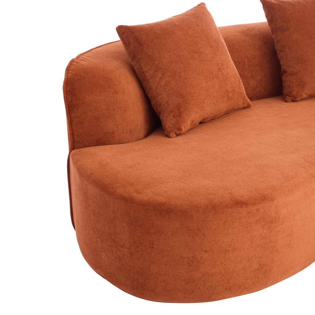 126" Curved Sectional Sofa with Full Foam - Dark Orange
