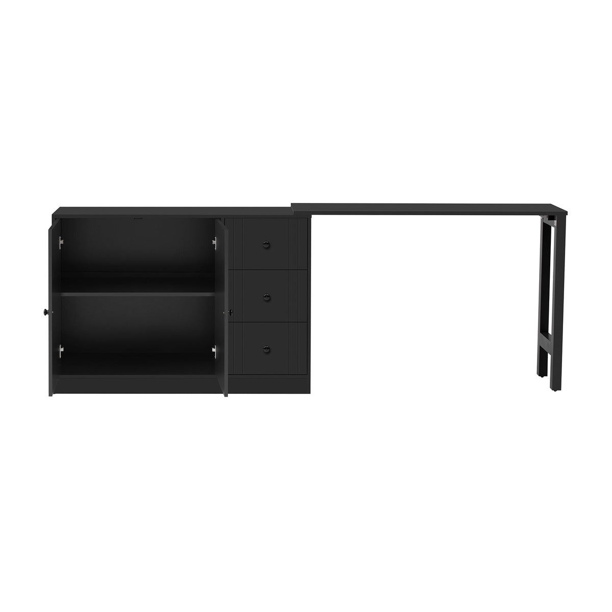 Wooden Sideboard with Extendable Table - Black, White, or Black+Natural
