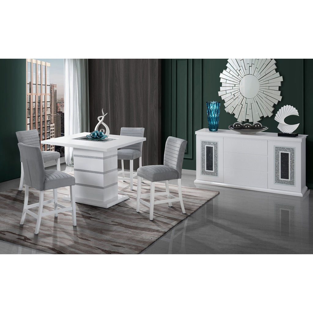 Ariya Bar Table with Glass Inlay - Dark Gray or White