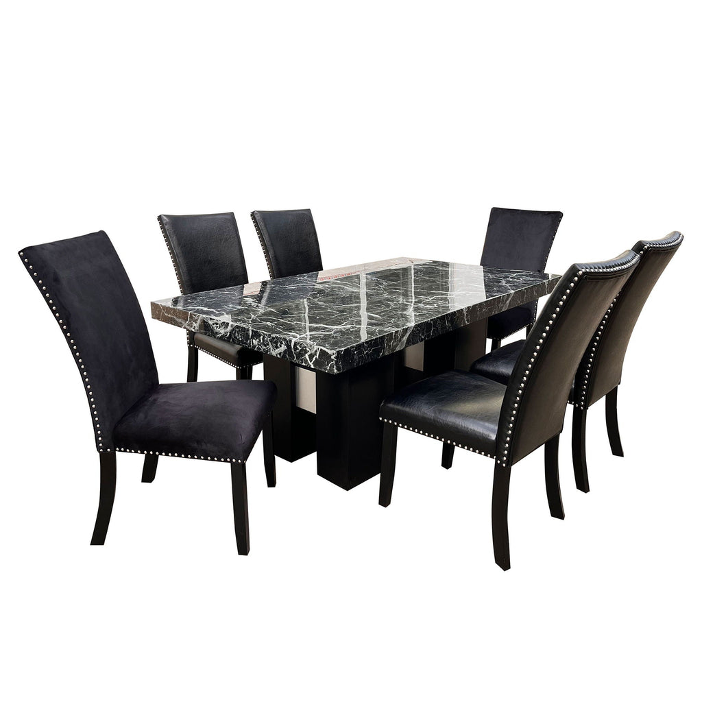 Jhoanna Dining Table with Double Pedestal Base - Black