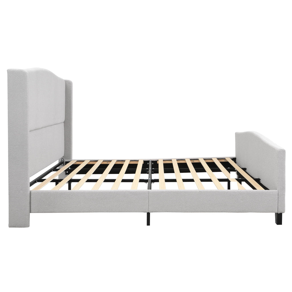 Platform Bed Frame with Tall Headboard and High Footboard - White or Gray