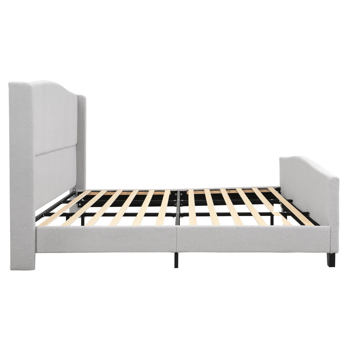 Platform Bed Frame with Tall Headboard and High Footboard - White or Gray