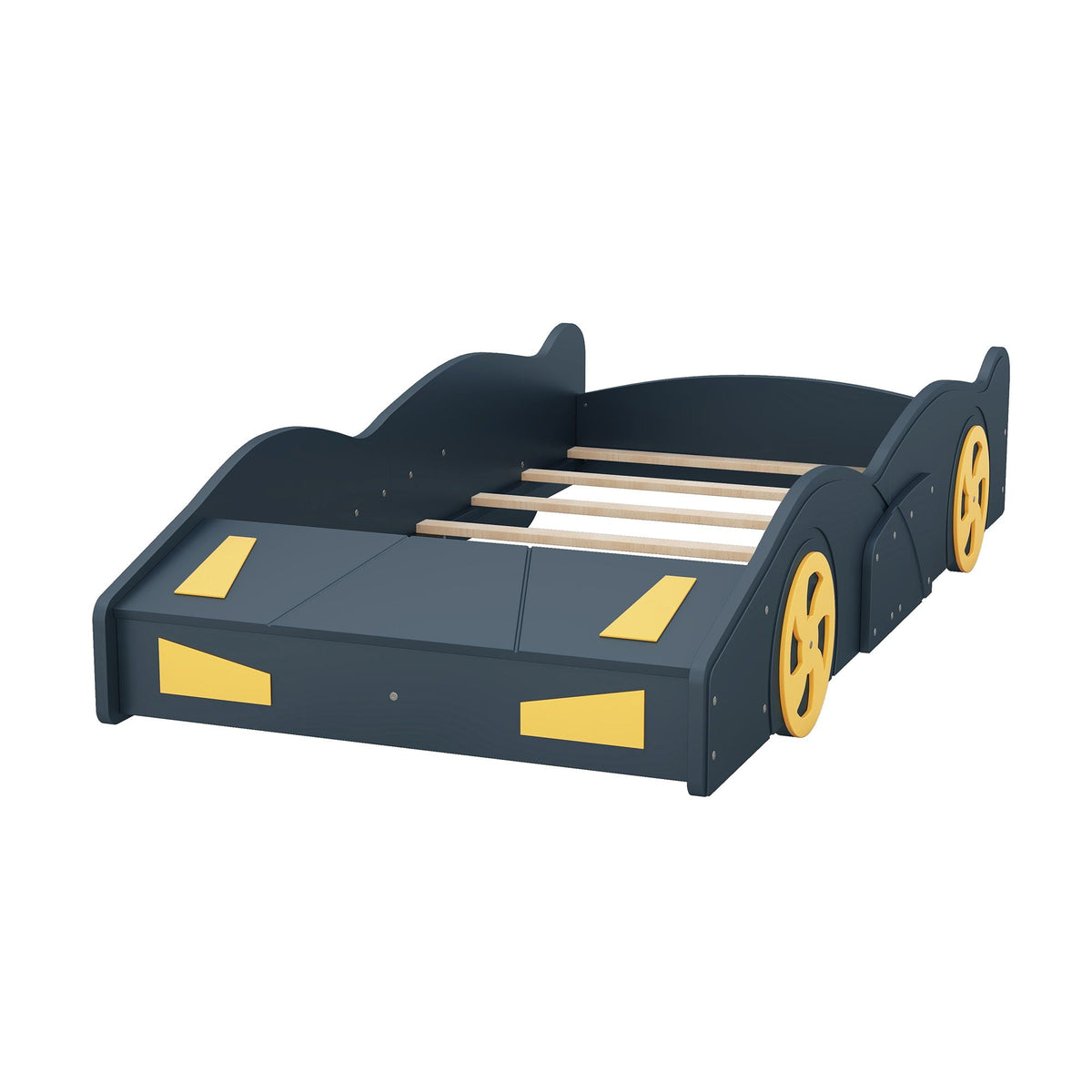 Race Car Platform Bed with Storage and Wheels - Black or Blue