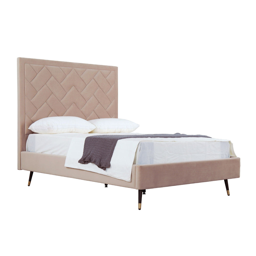 Upholstered Bed with Headboard and Slats - Multiple Colors