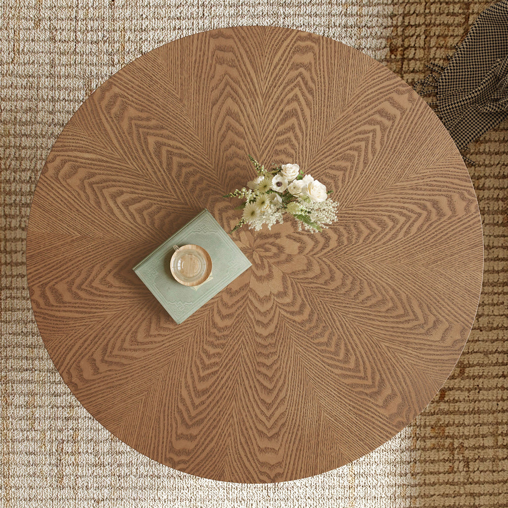 Rustic Ash Wood Veneer Coffee Table with Novel Leg Design - Natural Ash