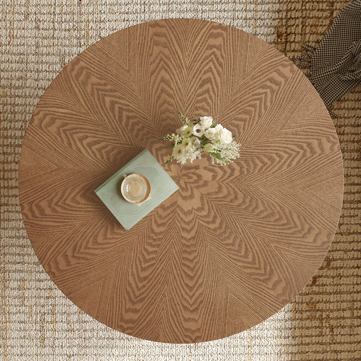 Rustic Ash Wood Veneer Coffee Table with Novel Leg Design - Natural Ash