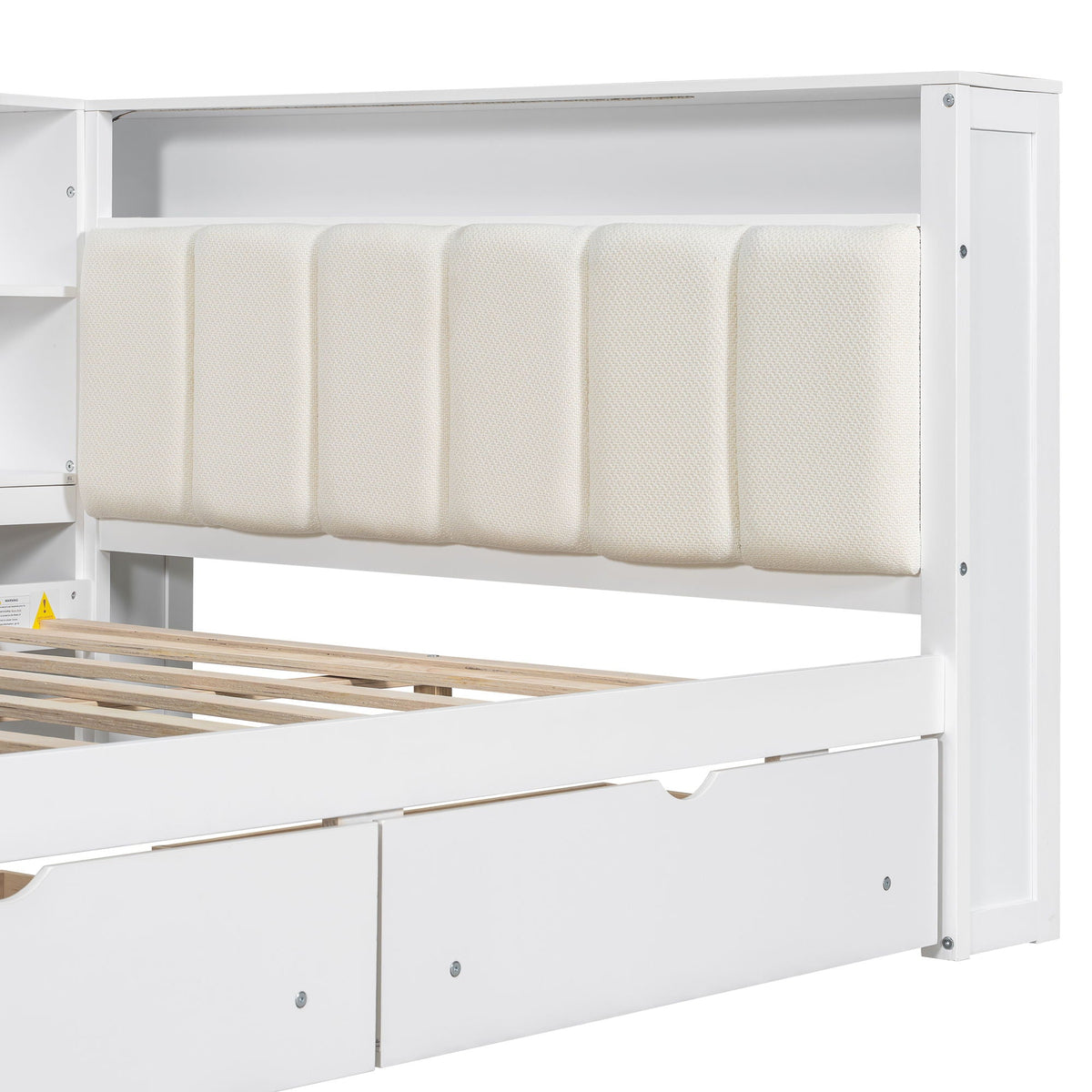 Platform Storage Bed with Shelves, Desk, Charging Station & LED - Full Size
