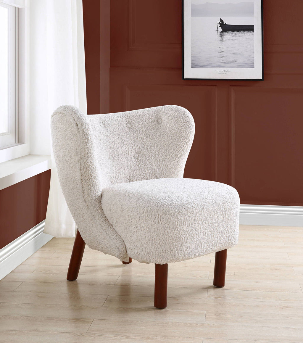 Teddy Sherpa Accent Chair with Plush Upholstery - White