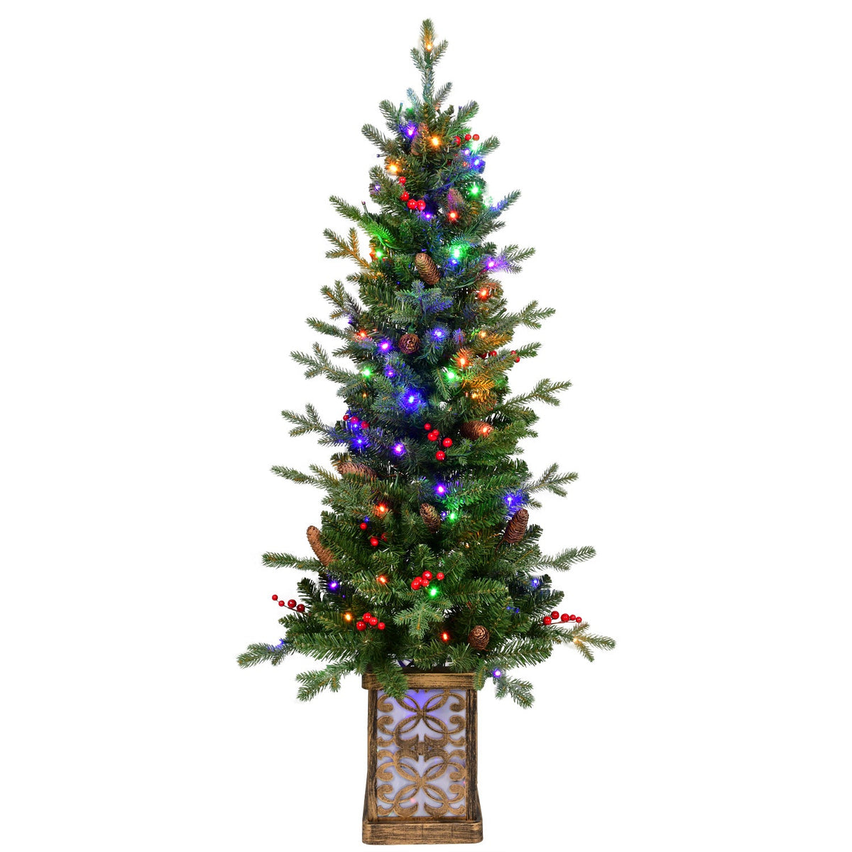 4FT Pre-Lit Christmas Tree with Warm Lights - Green