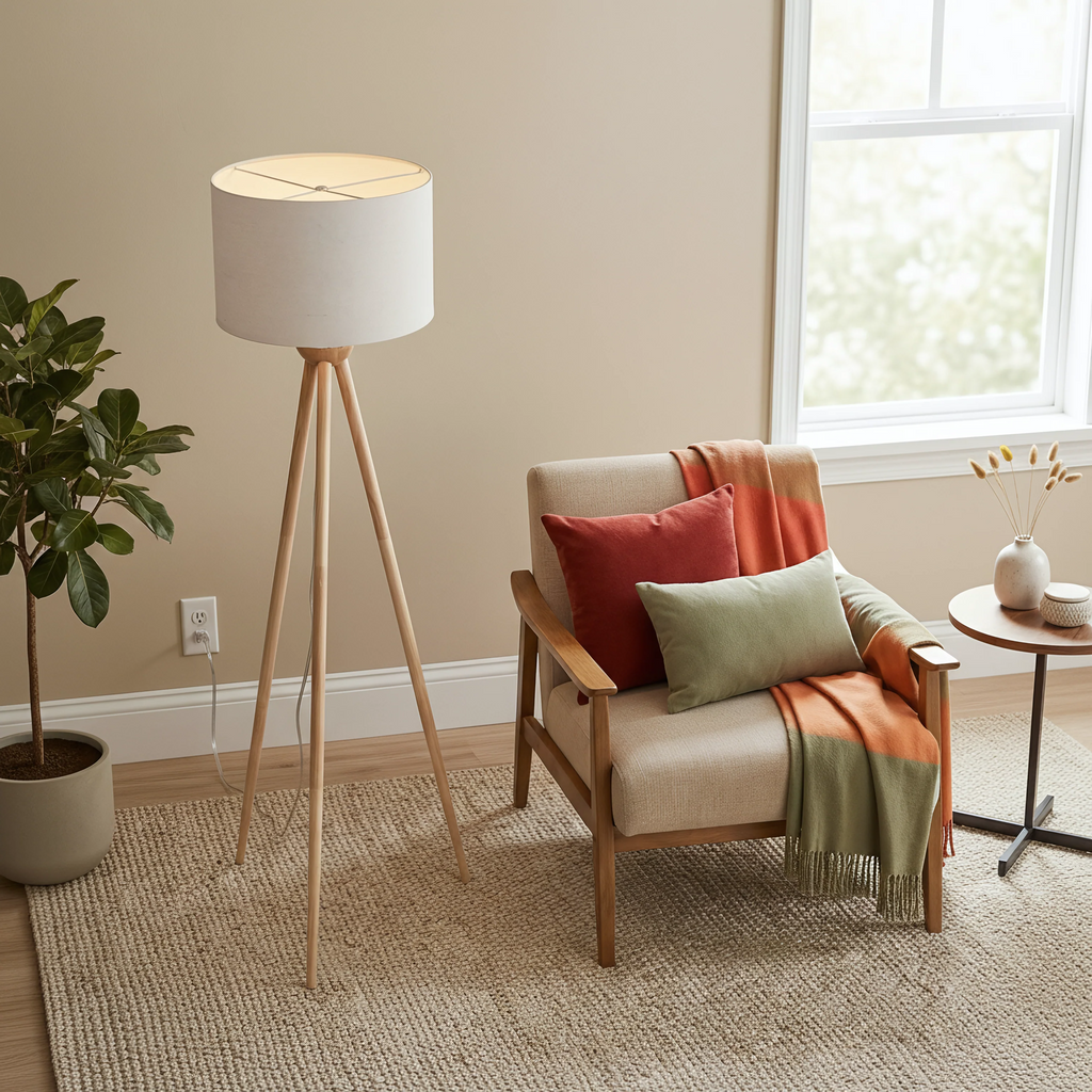 Tall Corner Floor Lamp with Energy Efficient LED - Black