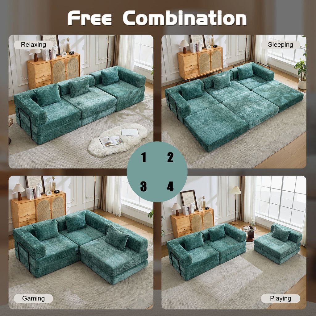 Convertible Floor Sofa Bed with Modular Design - Multiple Colors