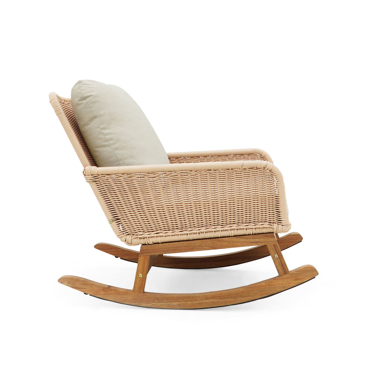 Contemporary Minimalist Wicker Rocking Chair With Soft Cushions