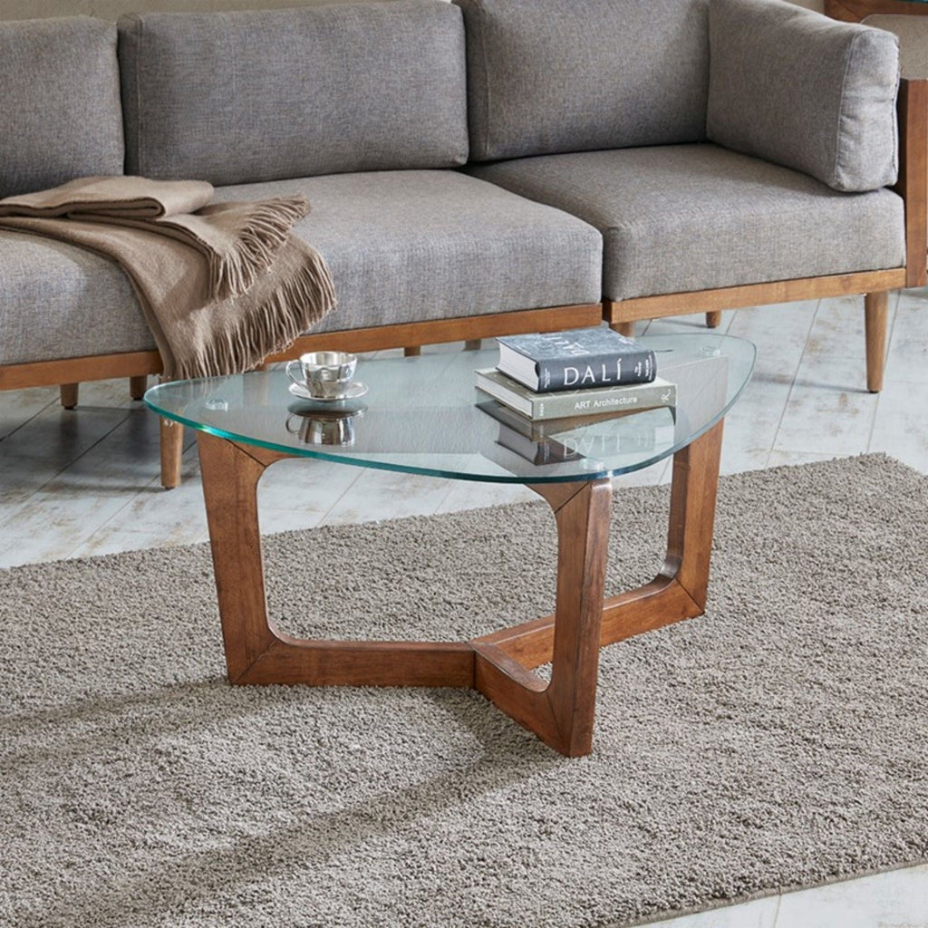 Walker Coffee Table with Tempered Glass Top - Brown