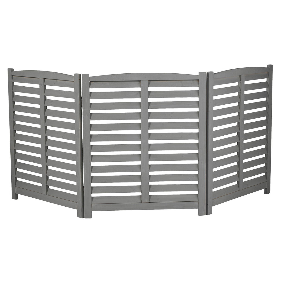 3 Panel Outdoor Wooden Air Conditioner Fence with Privacy Screen - Light Brown or Dark Gray