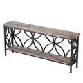 Extra Long Console Table with Open Storage Shelves - Dark Gray or Dark Brown
