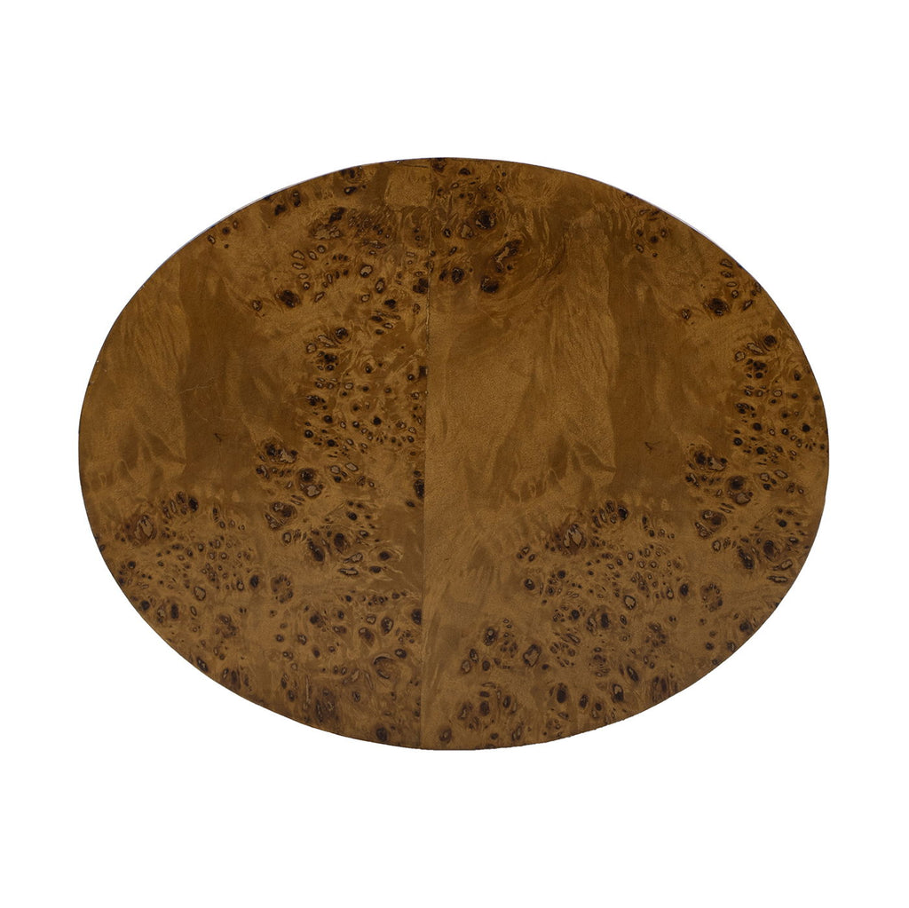 Accent Oval Pillar Side Table with Burl Wood Veneer - Light or Dark Brown