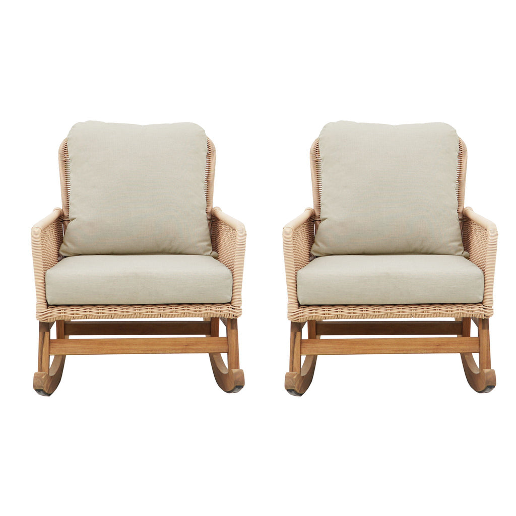 Contemporary Minimalist Wicker Rocking Chair With Soft Cushions