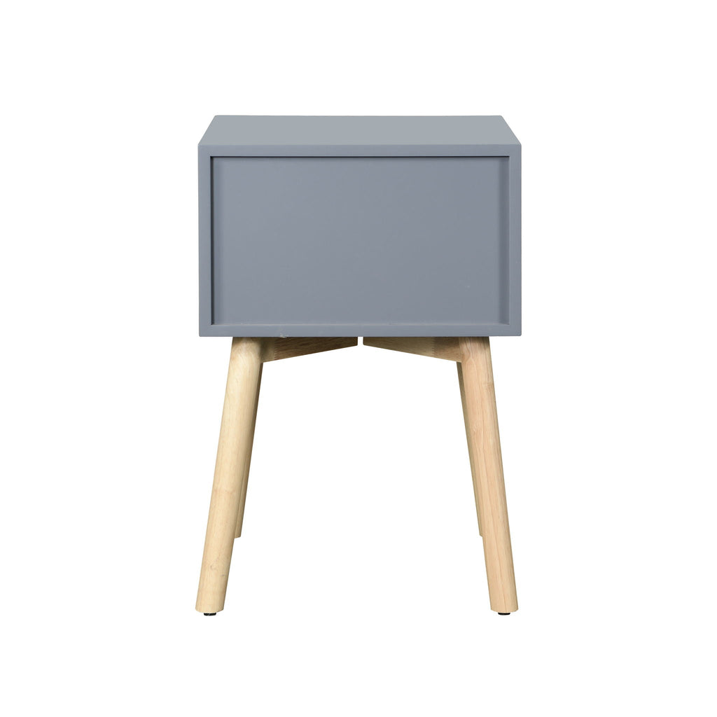 Mid-Century Modern 2-Drawer Accent Nightstand with Rubber Wood Legs – Dark Gray or Black