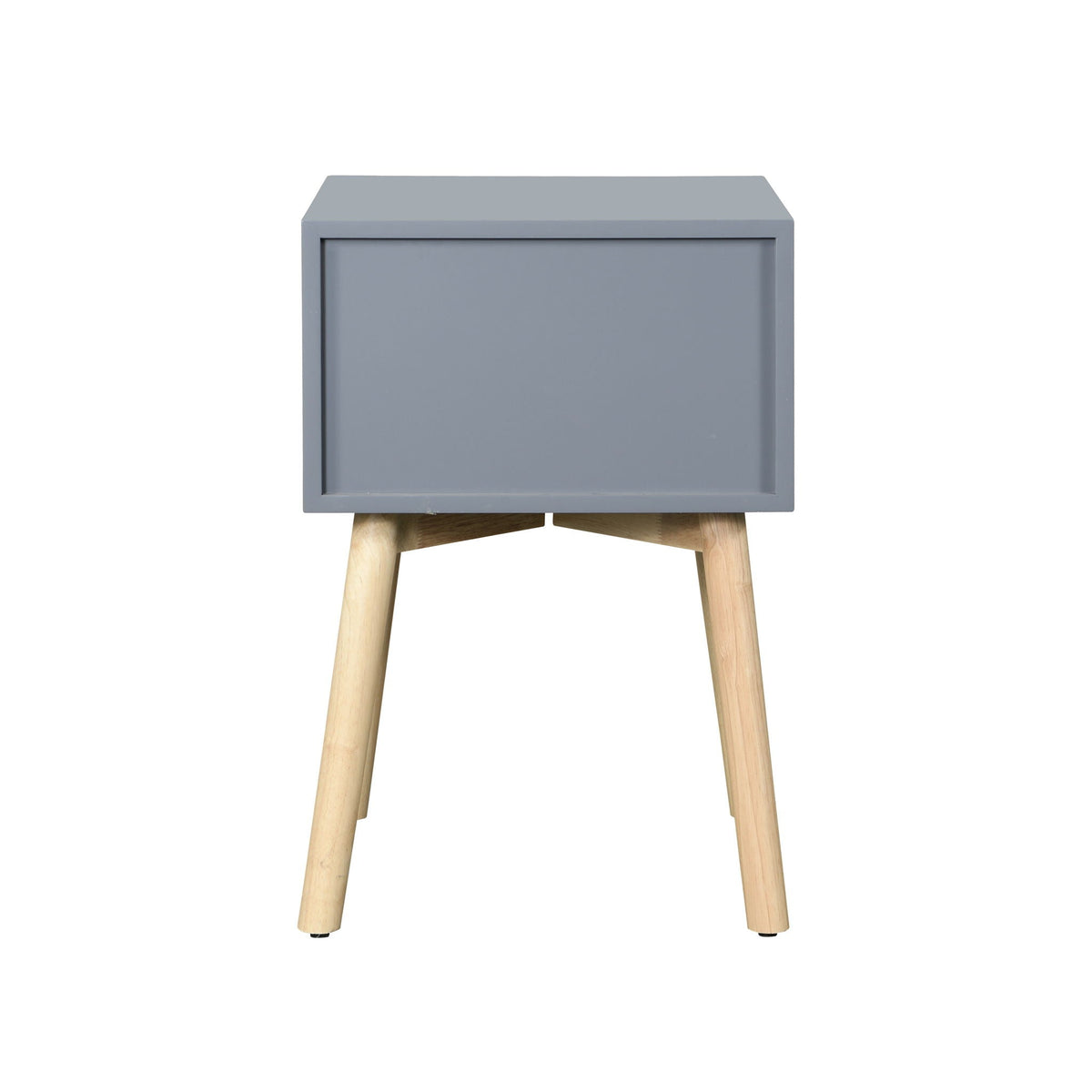 Mid-Century Modern 2-Drawer Accent Nightstand with Rubber Wood Legs – Dark Gray or Black