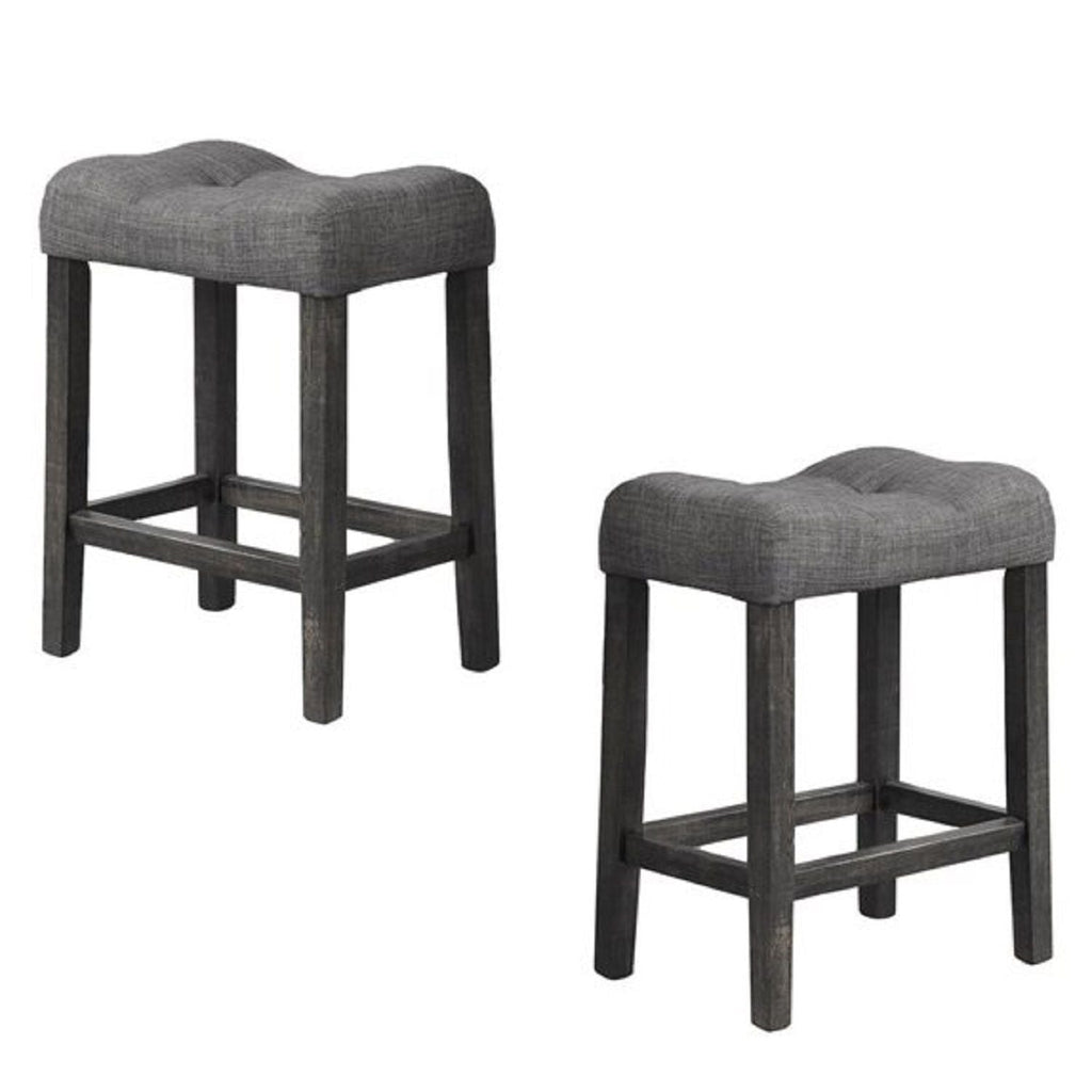Transitional Counter Dining Set with 4 Tufted Stools - Dark Gray or Dark Brown