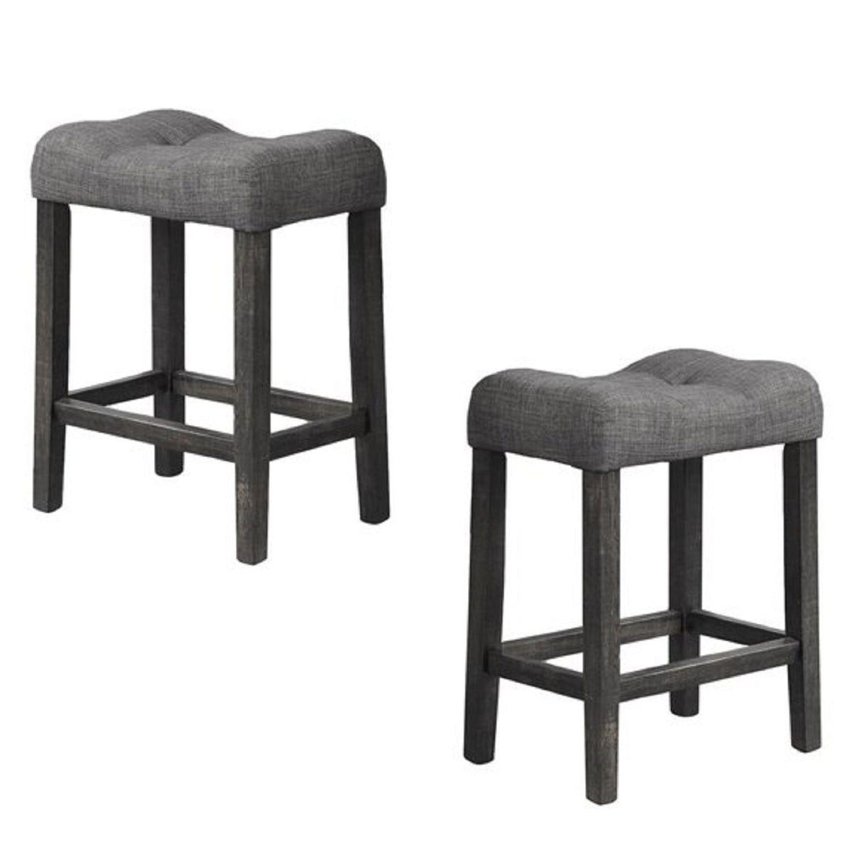 Transitional Counter Dining Set with 4 Tufted Stools - Dark Gray or Dark Brown