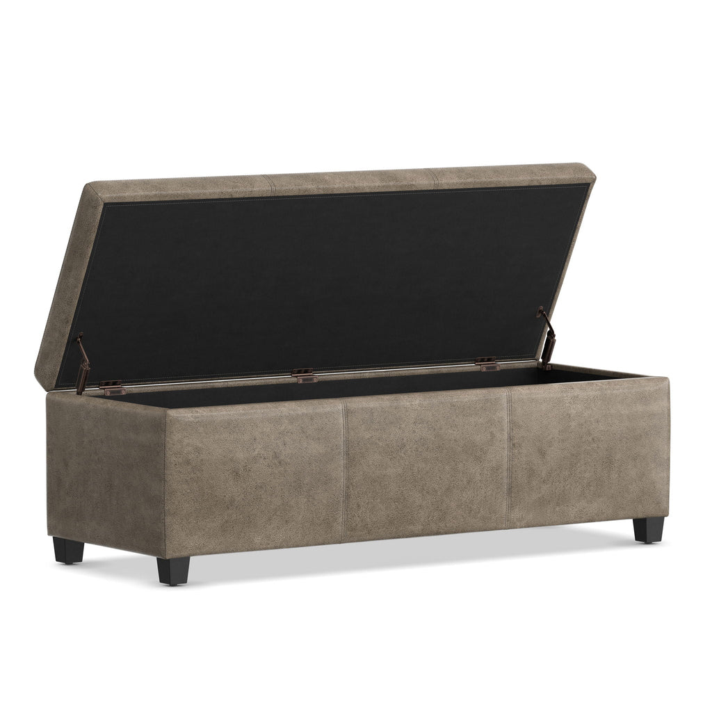 Avalon Contemporary Storage Ottoman Bench with Large Storage - Black, Dark Brown, Dark Gray