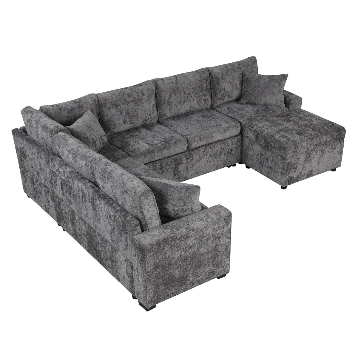 Sleeper Sectional Sofa with Storage Ottoman and USB Charging - White or Dark Gray