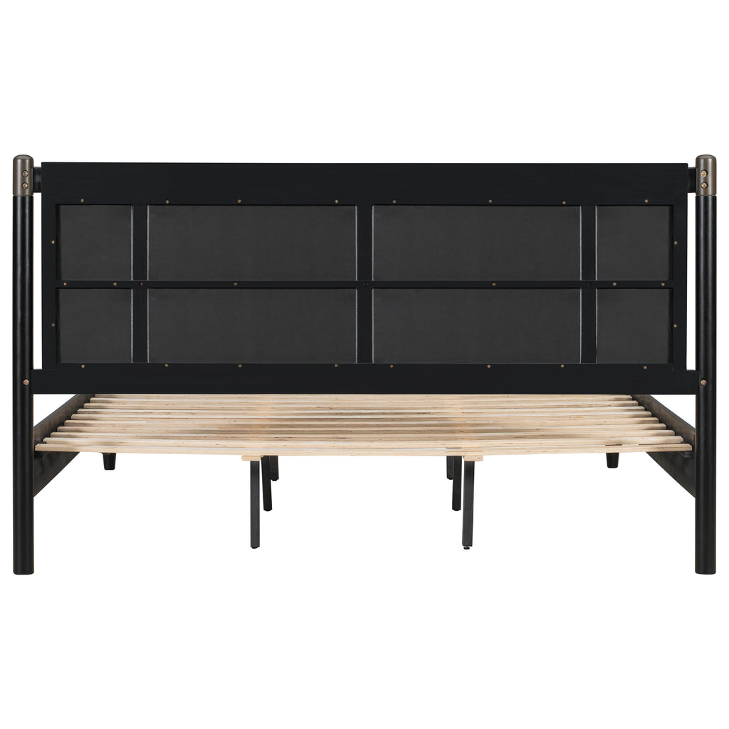 Solid Wood King Bed Frame with Heavy Duty Support - Black/Dark Grey or Grey/Light Grey