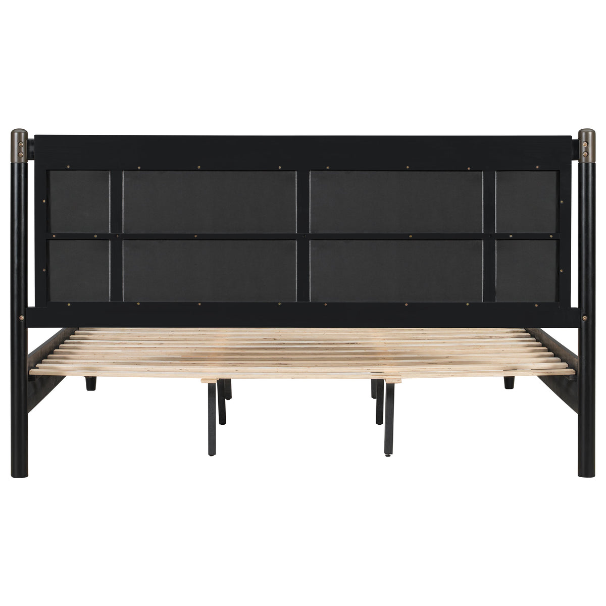 Solid Wood King Bed Frame with Heavy Duty Support - Black/Dark Grey or Grey/Light Grey