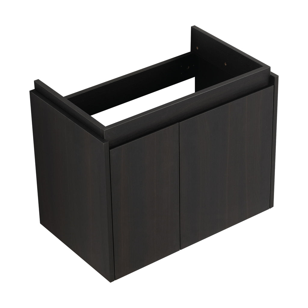 Modern Bathroom Vanity with Ceramic Basin and Storage Cabinet - Light Brown, Black, or White