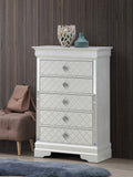 Embossed X Design Accent Chest with Crystal Pulls - Gray, Black, or Pearl Silver
