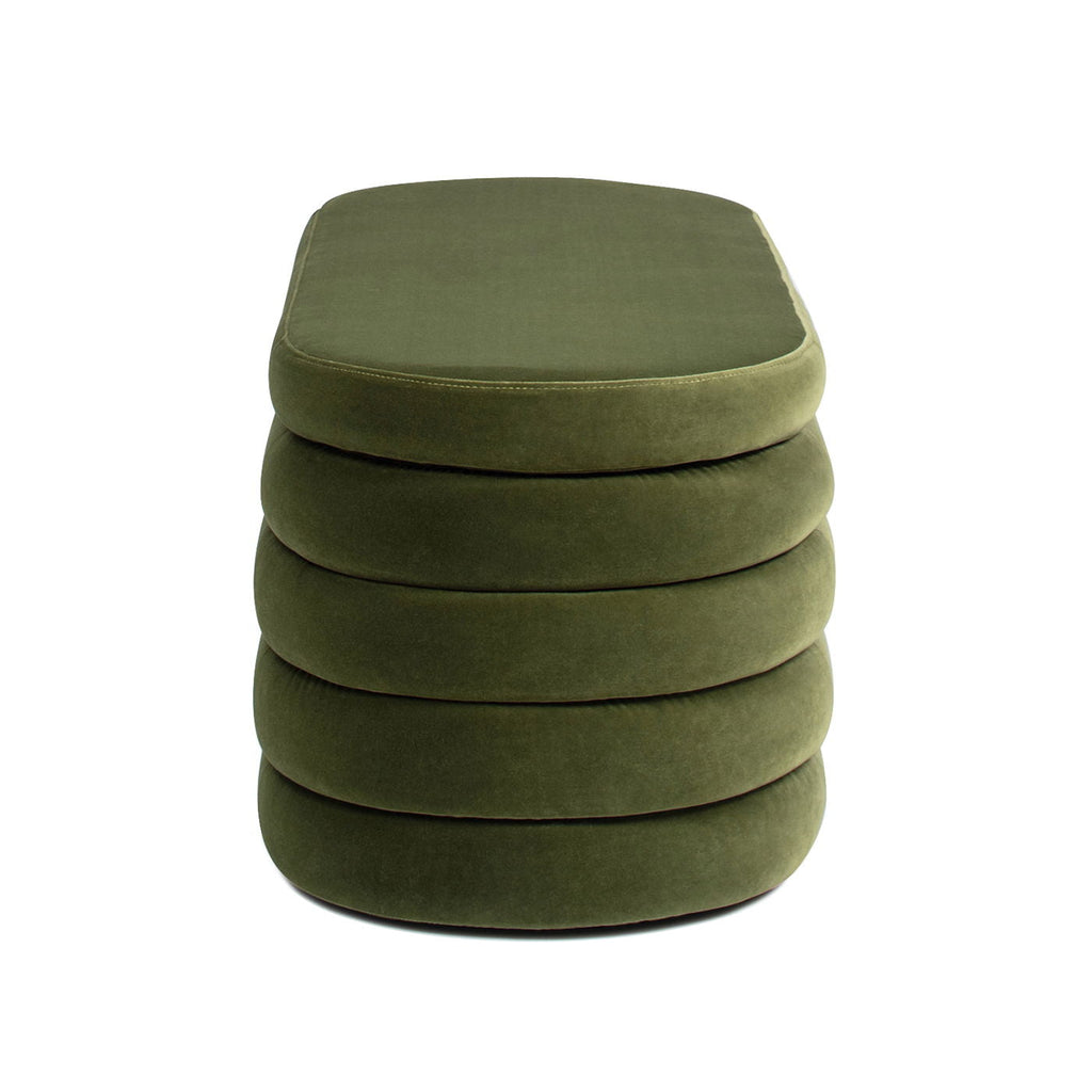 Upholstered Oval Storage Bench with Hidden Storage - Black, White or Dark Green