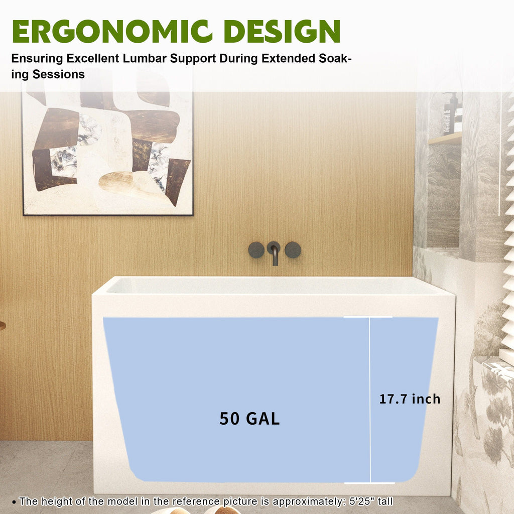 Gloss White Freestanding Bathtub with Drain – Rectangular Shape