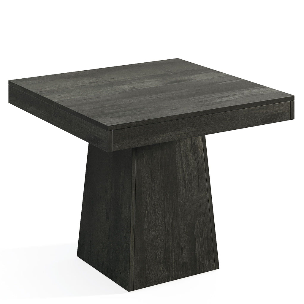 Square Dining Table for 4 with Thick Grain Top and Sturdy Pedestal Base - Gray