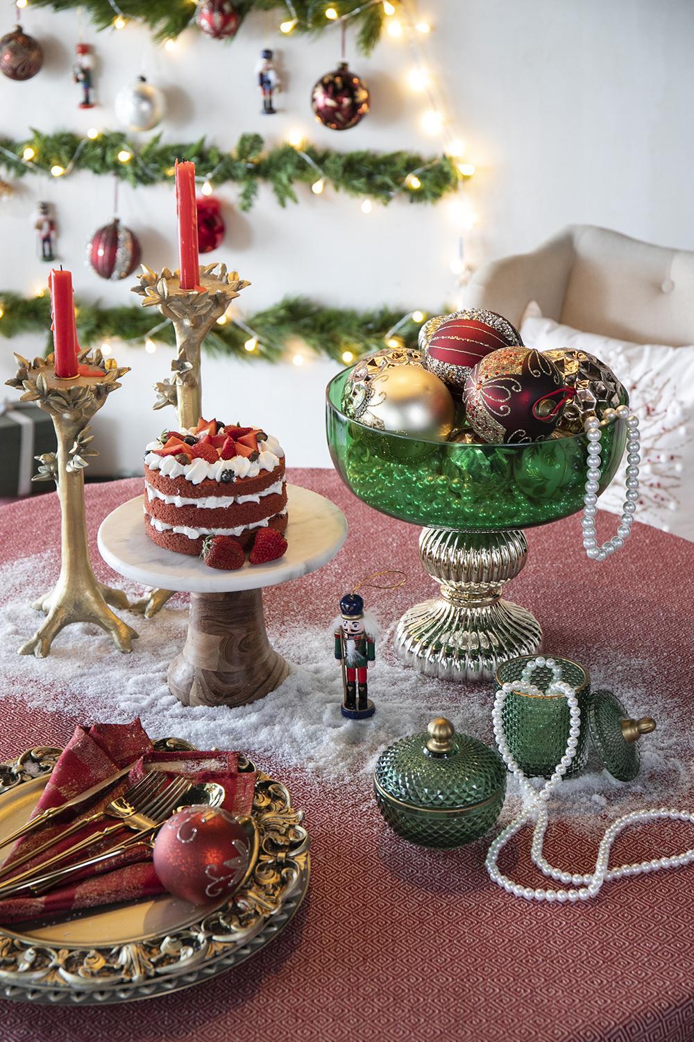 Red Glass Christmas Ball Ornaments with Glitter Detail - Red
